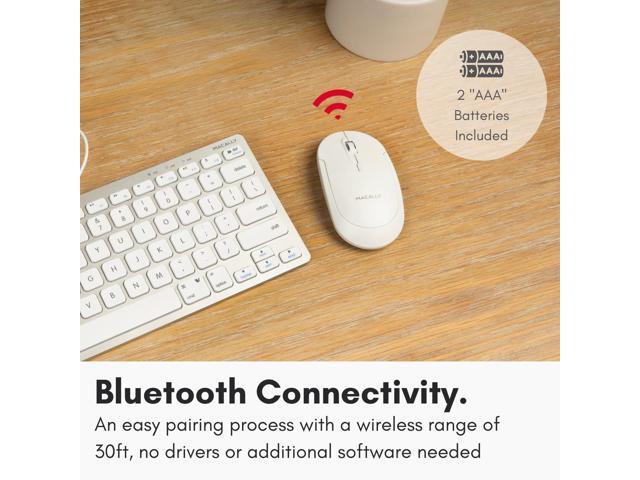 Macally Wireless Bluetooth Mouse for Mac, MacBook Pro/Air, iPad, and PC - Quiet Click and Comfortable Compatible Apple Wireless Mouse - White