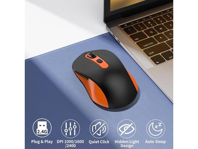 Wireless Mouse for Laptop, PC, Chromebook, Mac, MacBook, Silent Mouse with USB Nano Receiver, Side Button, 2400 DPI, Anti Slip Roller, 6 Button...