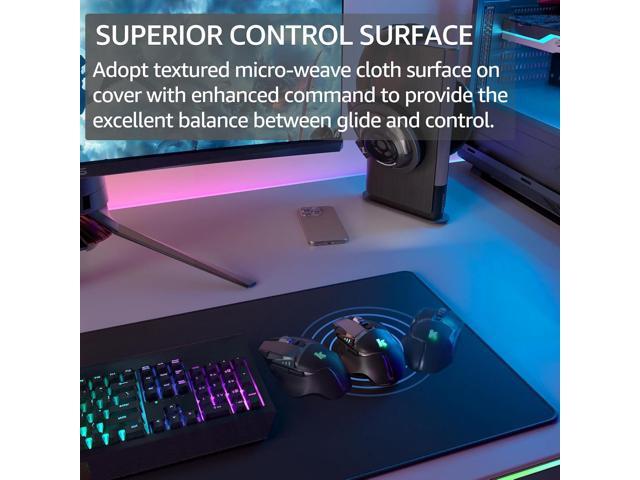 KTRIO Large Gaming Mouse Pad with Superior Micro-Weave Cloth, Extended Desk Mousepad with Stitched Edges, Non-Slip Base, Water Resist Keyboard Pad...