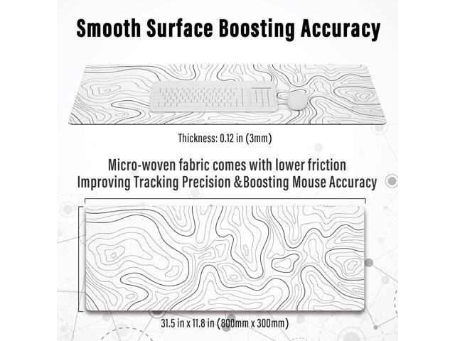 Ovenbird Large Gaming Mouse Pad with Stitched Edges, Minimalist Topographic Map Desk Mat, Extended XL Mousepad with Anti-Slip Base, Cool Desk Pad...