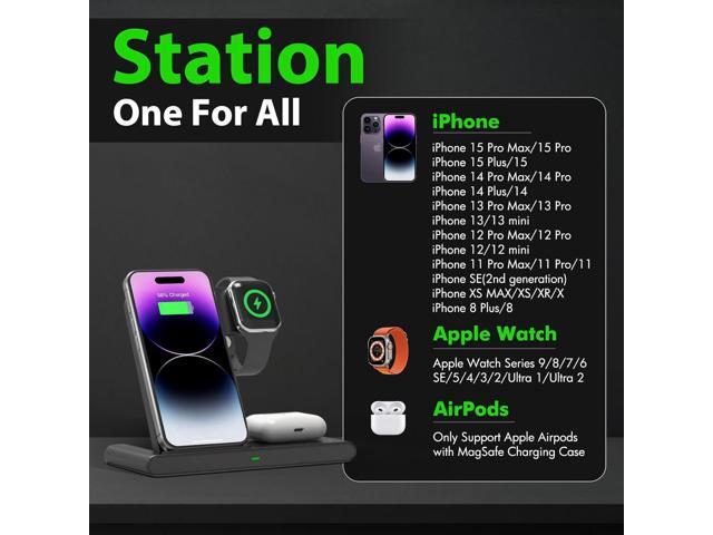 Wireless Charger iPhone Charging Station: 3 in 1 Charger Stand Multiple Devices for Apple - iPhone 15 14 Pro Max 13 12 11 - Watch 9 8 7 6 5 4 3 2...
