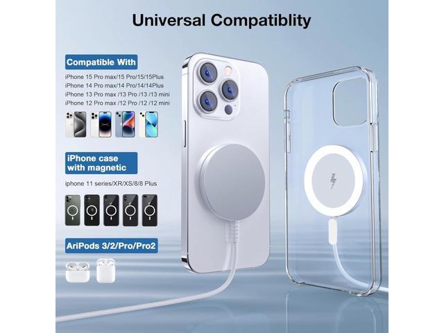 Magnetic Wireless Charger for iPhone: Mag Safe Charger Fast Charging Pad 2 Pack Compatible with iPhone 15 14 13 12 Pro Max Plus & Airpods 2 3 Pro...