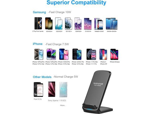 NANAMI Upgraded Fast Wireless Charger,Qi-Certified Wireless Charging Stand Compatible Samsung Galaxy S24/S23/S22/S21/S20/S10/S9/Note 20 Ultra/10/9...