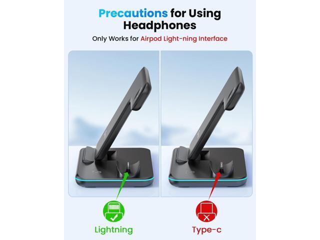 WAITIEE Wireless Charger 3 in 1, 15W Fast Charging Station for Apple Watch 9/8/Ultra 2/Ultra/SE/7/6/5/4/3/2, for 3/2/1/Pro/Pro 2, for iPhone...