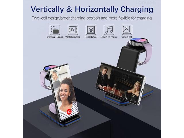 Wireless Charging Station for Samsung/Android, Fast Wireless Watch Charger Station Compatible for Samsung Galaxy S25 Ultra/S24/S23+/Z Flip 6/5 Fold...