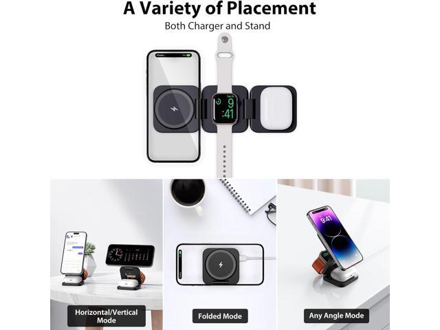 X55 Fast Wireless Charger, Magnetic Foldable 3 in 1 Charging Station for iPhone 15/14/13/12/Pro/Plus/Pro Max, 5W Portable Charger for Apple...