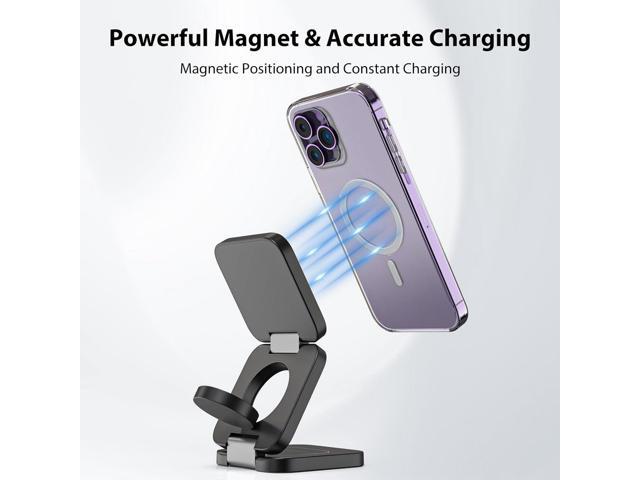 X55 Fast Wireless Charger, Magnetic Foldable 3 in 1 Charging Station for iPhone 15/14/13/12/Pro/Plus/Pro Max, 5W Portable Charger for Apple...