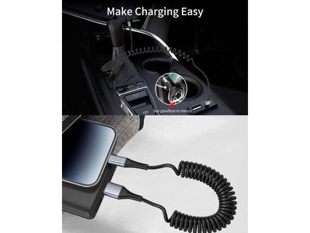 Coiled USB C Cable, 2 Pack USB to USB C Coiled Cable for Car Short USB C Retractable Cable for iPhone 15 Pro Max, Samsung Galaxy S23 S22, Moto G8,...