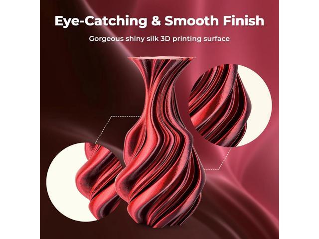 AMOLEN Silk PLA 3D Printer Filament, Silk Dual Color Red Black PLA Filament 1.75mm, Shiny Coextrusion PLA Filament, Color Change 3D Printing...