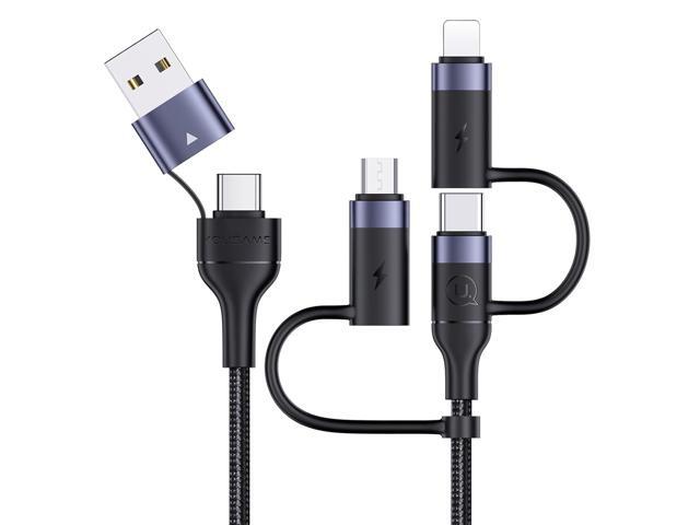 PD 60W USB C Multi Fast Charging Cable Nylon Braided Cord 5-in-1 3A USB/C to Type C/Micro/Phone Fast Sync Charger Adapter Compatible with...