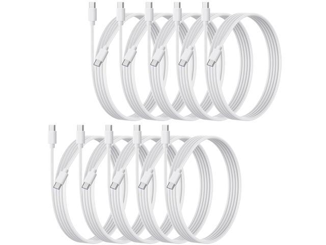 weishan 10-Pack USB C Charger Cable, Multipack PD 48W Fast Charge USB-C to Type C Bulk Charging Cords White, 3.3ft