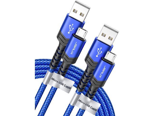 JSAUX Micro USB Cable Android Charger, (2-Pack 6.6FT) Nylon Braided Cord Compatible with Galaxy S7 S6 J7 Edge Note 5, Kindle. MP3 and More-Blue