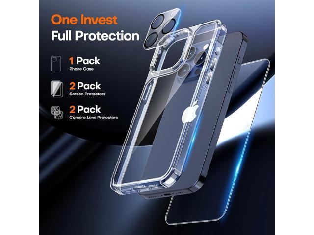 TAURI 5 in 1 for iPhone 15 Pro Max Case Clear, [Not Yellowing] with 2X Screen Protector + 2X Camera Lens Protector, [15 FT Military-Grade...
