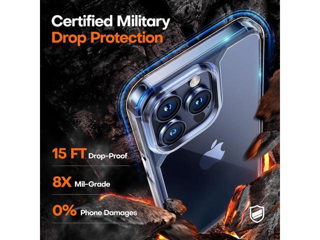 TAURI 5 in 1 for iPhone 15 Pro Max Case Clear, [Not Yellowing] with 2X Screen Protector + 2X Camera Lens Protector, [15 FT Military-Grade...