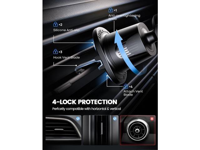 Lamicall 2025 Wider Clamp & Metal Hook Car Phone Holder Vent [Thick Cases Friendly] Phone Holders for Your Car Mount Automobile Hands Free Cradle...