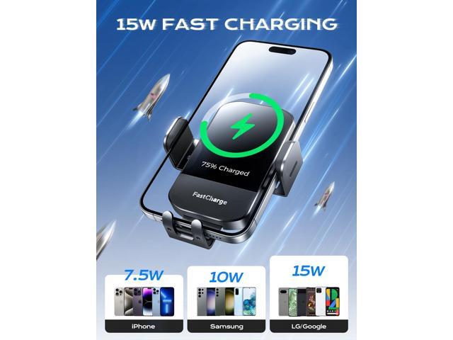 CHGeek Wireless Car Charger, 15W Fast Charging Auto Clamping Car Charger Phone Mount Phone Holder fit for iPhone 15 14 13 12 11 Pro Max Xs, Samsung...