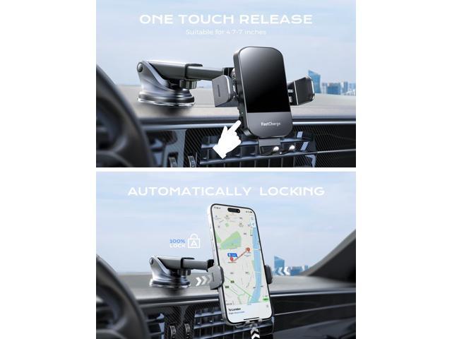 CHGeek Wireless Car Charger, 15W Fast Charging Auto Clamping Car Charger Phone Mount Phone Holder fit for iPhone 15 14 13 12 11 Pro Max Xs, Samsung...