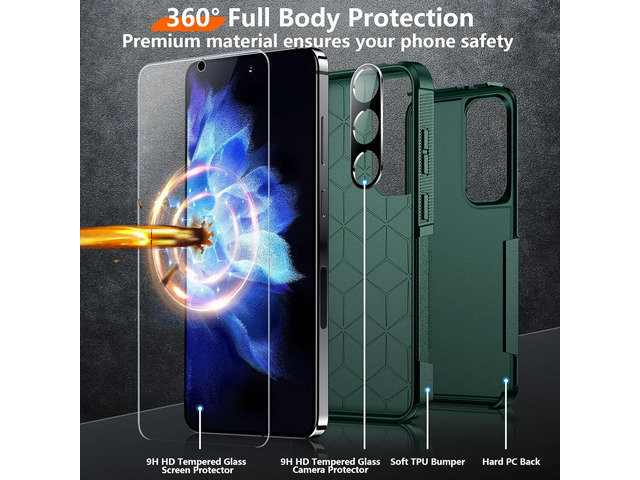 Red2Fire for Samsung Galaxy S24 Case, with 2Pcs [Tempered Glass Screen Protector+Camera Protector][Military Grade Shockproof] Heavy Duty Full Body...