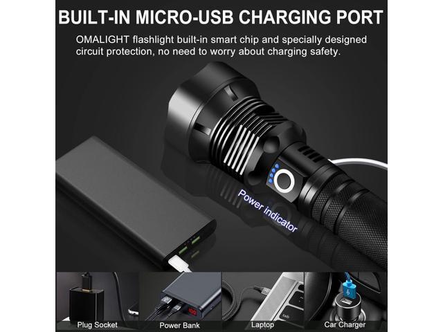 Rechargeable 990000 High Lumens LED Flashlights, XHP90.2 Super Bright Flashlight with Zoomable & 5 Modes & IPX7 Waterproof for Camping