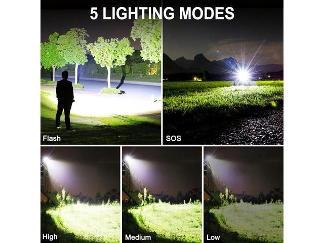 Rechargeable 990000 High Lumens LED Flashlights, XHP90.2 Super Bright Flashlight with Zoomable & 5 Modes & IPX7 Waterproof for Camping