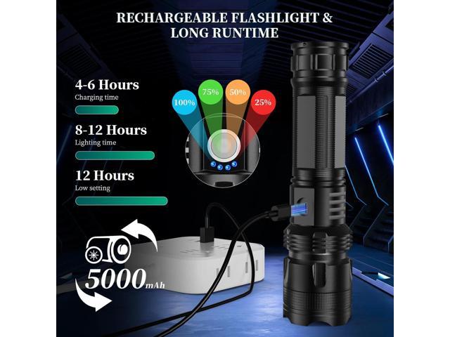 BERCOL Rechargeable LED Flashlights High Lumens, 990,000 Lumens Super Bright Powerful Flashlights, 5 Modes, IPX6 Waterproof Handheld Flash light...