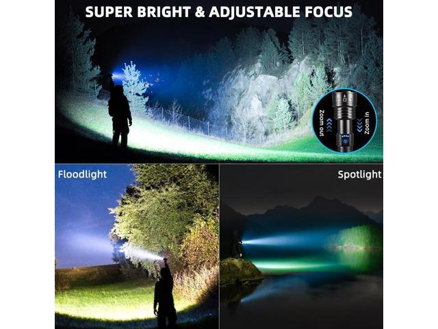 Flashlights High Lumens Rechargeable, 990000LM Super Bright Flashlight, Adjustable Tactical Flashlight, 5Mode Flash Light High Powered, Waterproof...