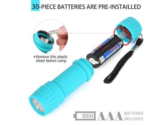 FASTPRO 10-Pack, 9-LED Mini Flashlight Set, AAA Batteries are Included and Pre-Installed, Perfect for Class Teaching, Camping, Wedding Favor