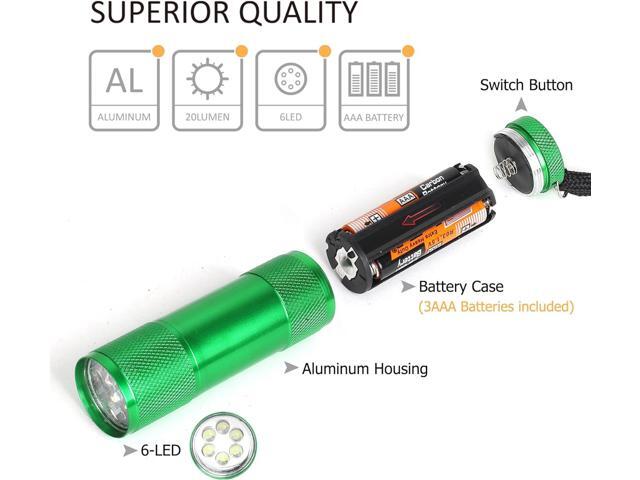 FASTPRO 20-Pack Aluminum 6-LED Flashlights Set with Lanyard and AAA Batteries Included and Pre-Installed