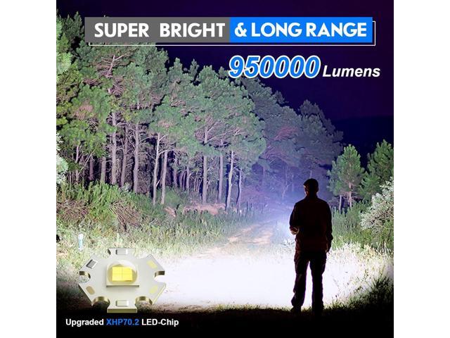 Flashlights LED High Lumens Rechargeable, Goreit 950000 Lumens XHP70.2 Super Bright Flashlight, Flash Light Battery Powered, Powerful Handheld...