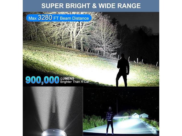 Flashlights High Lumens LED Rechargeable, 900,000 Lumen Brightest Flash Light, High Power Flashlight USB with 5000 mAh Capacity, Waterproof...