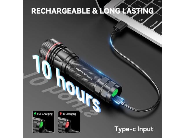 WdtPro Rechargeable Flashlights High Lumens, 2 Pack 10H Long Lasting Super Bright EDC Flashlights, LED Mini Tactical Flash Lights for Camping...