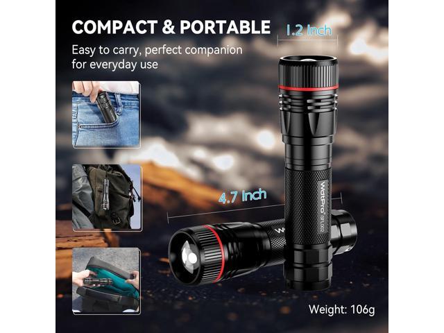 WdtPro Rechargeable Flashlights High Lumens, 2 Pack 10H Long Lasting Super Bright EDC Flashlights, LED Mini Tactical Flash Lights for Camping...