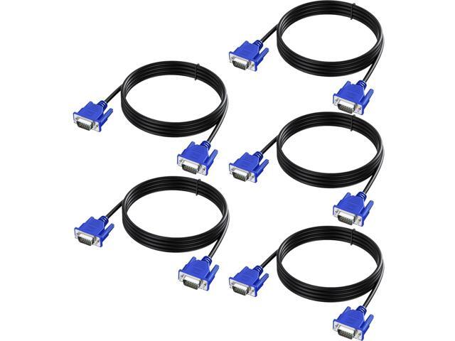VGA Cable 5 Feet 5-Pack, Male VGA to VGA Male Monitor Computer Cable Adapter Cord HD15 1080P Full HD High Resolutionfor TV Computer Projector-Blue