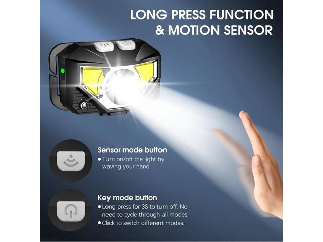 LHKNL Headlamp Flashlight, Lumen Ultra-Light Bright LED Rechargeable Headlight with White Red Light, 2-Pack Waterproof Motion Sensor Head Lamp,8...