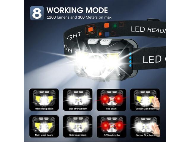 LHKNL Headlamp Flashlight, 1200 Lumen Ultra-Light Bright LED Rechargeable Headlight with White Red Light,2-Pack Waterproof Motion Sensor Head...