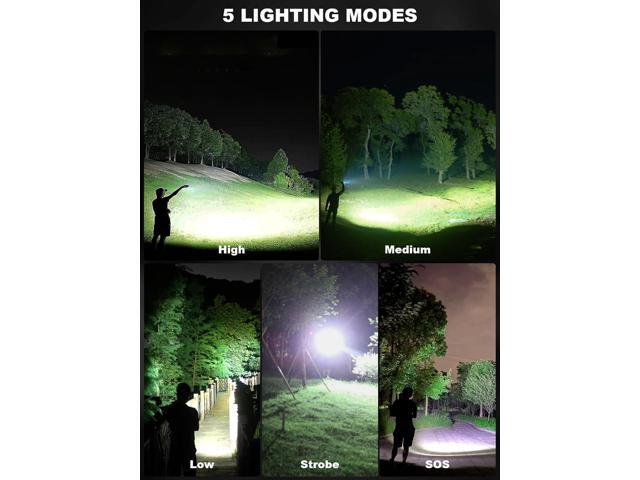 Flashlights High Lumen Rechargeable, 990,000 Lumens Super Bright LED Flashlight, High Powered Flash Light with 5000 mAh Capacity, Waterproof...