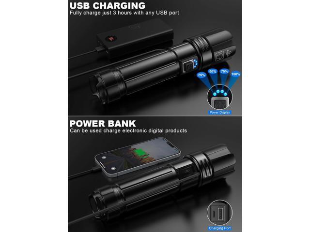 Flashlights High Lumen Rechargeable, 990,000 Lumens Super Bright LED Flashlight, High Powered Flash Light with 5000 mAh Capacity, Waterproof...