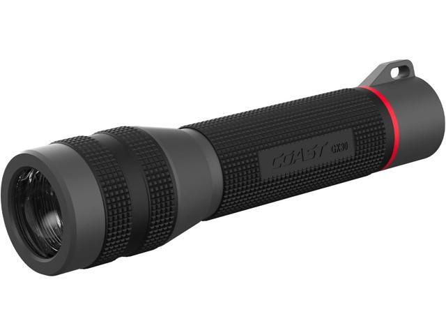 Coast GX30 2300 Lumen Waterproof Alkaline and Rechargeable Dual Power LED Flashlight with Twist Focus, Anti-Roll Cap and Textured Handle, 6 x AA...