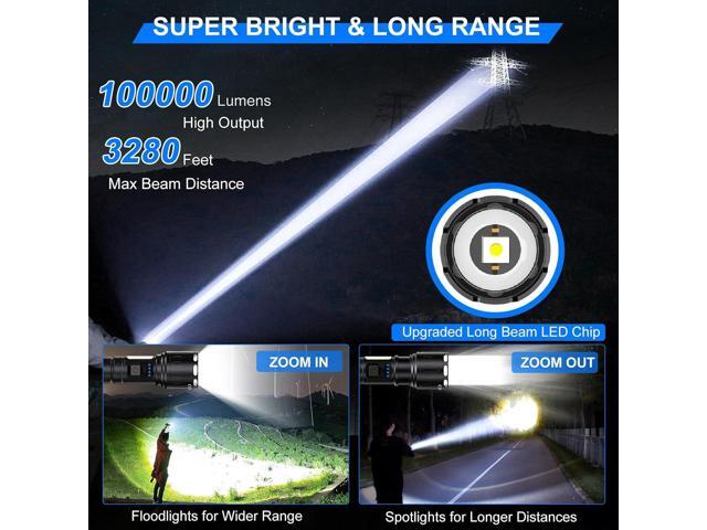 Rechargeable Magnetic Flashlights High Lumens, 100000 Lumens Super Bright LED Powerful Flashlight 8 Modes with COB Work Light, IPX7 Waterproof...