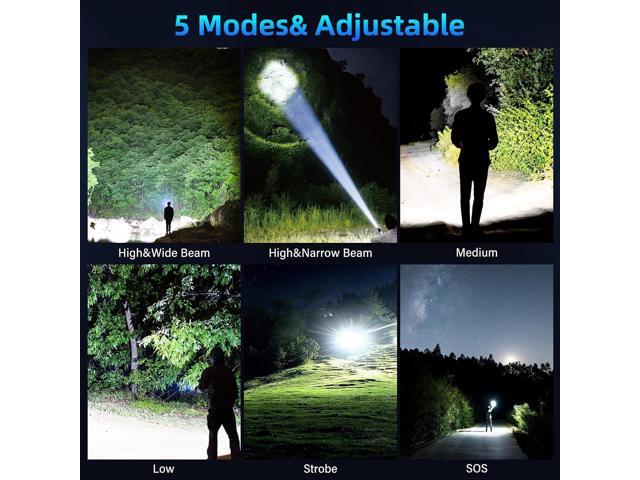 BERCOL Flashlights High Lumens Rechargeable, 990,000 Lumens Super Bright Led Flashlight with 5 Modes, IPX6 Waterproof Powerful Flash Light...