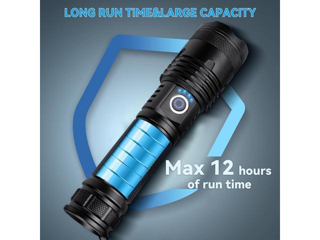 Flashlights High Lumens, 990000 Lumens LED Flashlight Rechargeable, 5 Modes, Adjustable Beam & 12H Running Time, Powerful and Bright Flash Light...