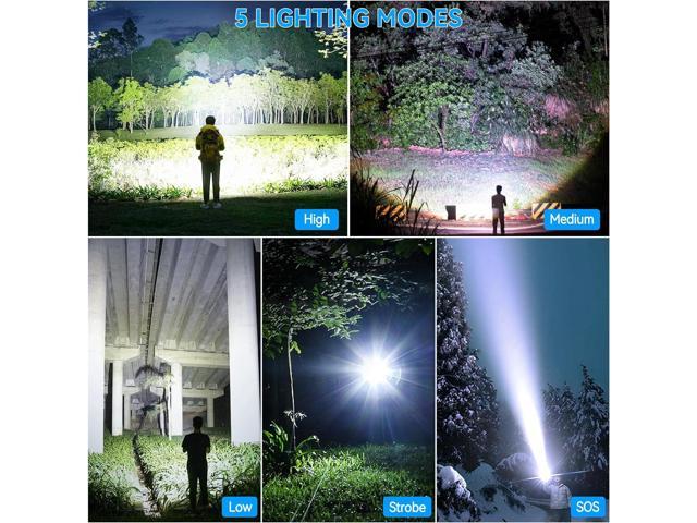Flashlights High Lumens, 990000 Lumens LED Flashlight Rechargeable, 5 Modes, Adjustable Beam & 12H Running Time, Powerful and Bright Flash Light...