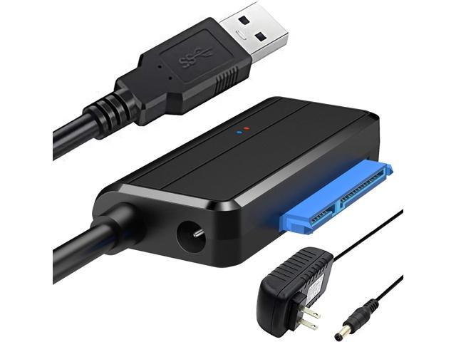 SATA to USB 3.0 Adapter Cable for 2.5 3.5 inch HDD/SSD, Hard Drive Adapter Converter Support UASP Includes 12V/2A Power Adapter, Black