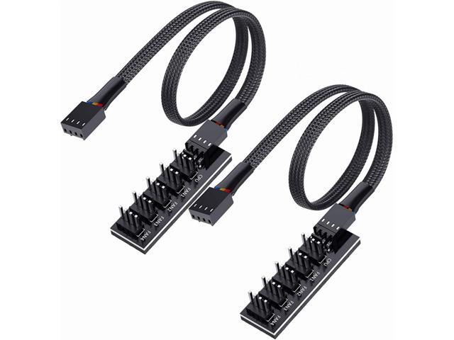 2 Pack Cooling Fan 1 to 5 Hub, All 4 Pin Cooling Fans Power Extension Cable for PC Case Internal Motherboard Fan, 5 Way Splitter Wire for ATX...
