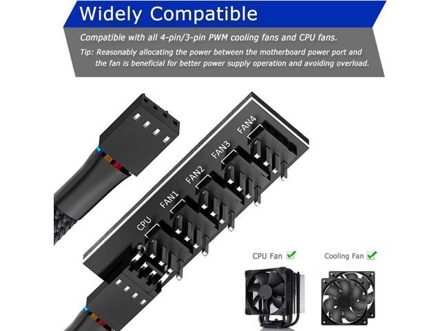 2 Pack Cooling Fan 1 to 5 Hub, All 4 Pin Cooling Fans Power Extension Cable for PC Case Internal Motherboard Fan, 5 Way Splitter Wire for ATX...