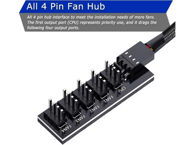 2 Pack Cooling Fan 1 to 5 Hub, All 4 Pin Cooling Fans Power Extension Cable for PC Case Internal Motherboard Fan, 5 Way Splitter Wire for ATX...