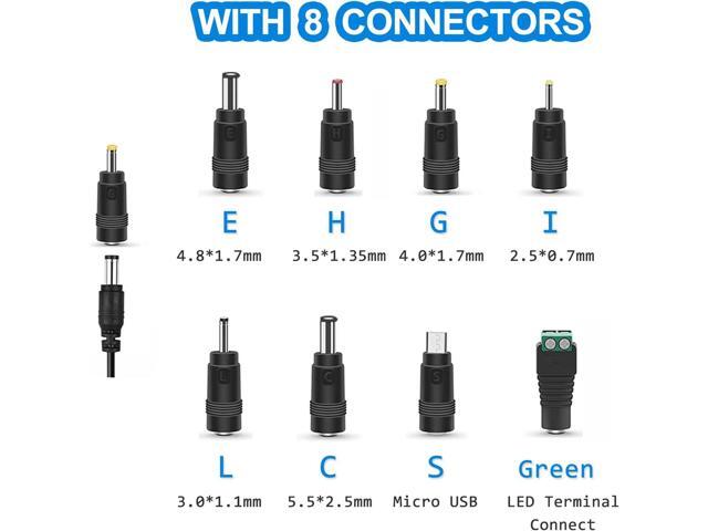 12V 2A Power Supply, Universal Power Adapter with 8 Selectable Plug, Power Adapter for Led Power Supply, CCTV Camera, BT Speaker, GPS, Webcam,...