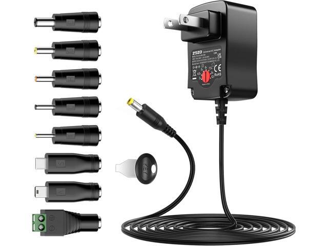 ZOZO Universal AC/DC Adapter 12W 3V 4.5V 5V 6V 7.5V 9V 12V Switching Power Supply Charger with 8 Tips 5.5x2.1mm 5.5x2.5mm Micro USB for Routers...