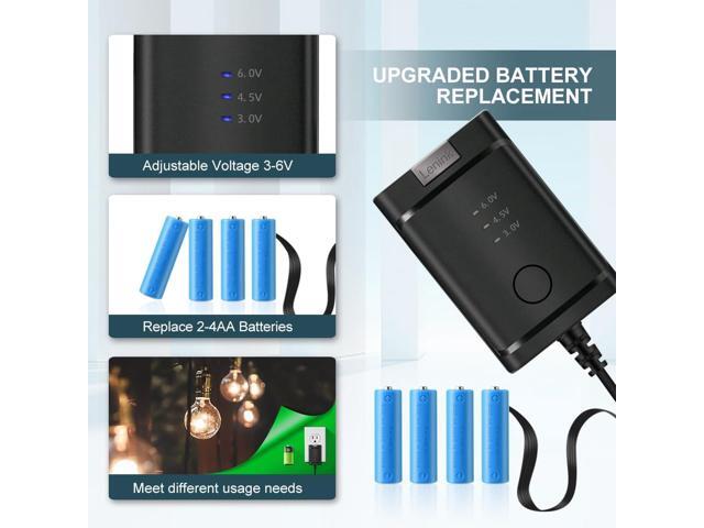 Lenink Adjustable AC Power Supply Adapter for 2 AA 3 AA 4 AA Batteries, 3V, 4.5V, 6V, AA Battery Replacement Adapter for LED Lights, Decorations...