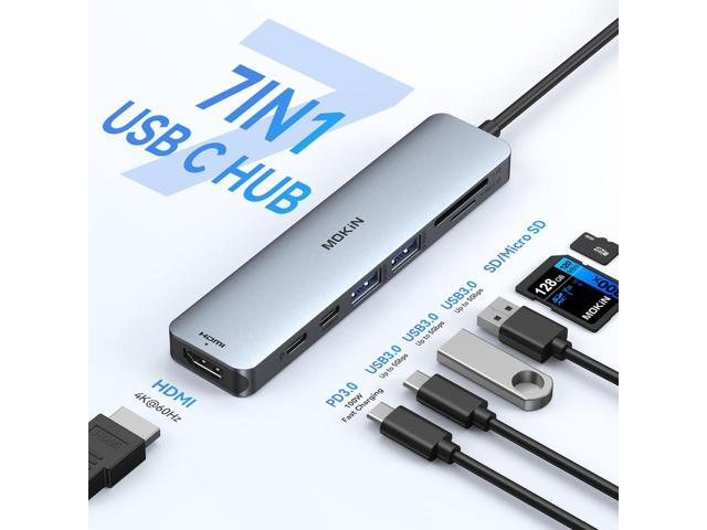 MOKiN USB C Hub HDMI Adapter for MacBook Pro/Air, 7 in 1 USB C Dongle with HDMI, SD/TF Card Reader, USB C Data Port,100W PD, and 2 USB 3.0...
